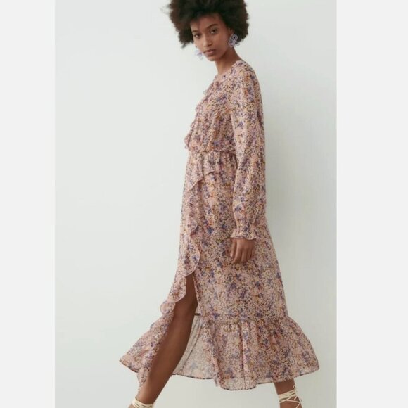 Zara Floral Backless Midi Dress, Size large nwt - Picture 7 of 9